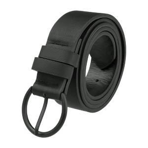 Elerevyo Women's Black Casual PU Leather Waist Belt with Buckle - 1 of 4