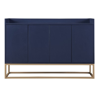 TIRAMISUBEST Mid-Century Buffet Sideboard Cabinet with Fluted Doors & Gold Handles