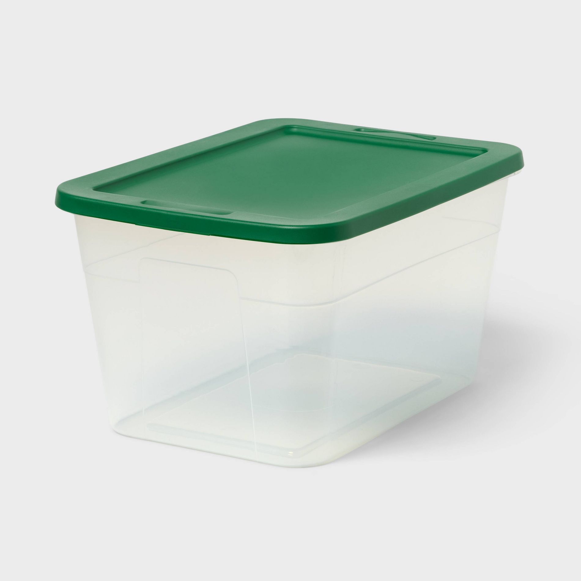 56qt NonLatching Storage Bin Clear Base with Green Lid - Brightroom™