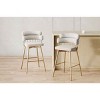 26" Counter Height Bar Stools Set of 2,180° Swivel Upholstered Barstools with Metal Legs,Tiered Back Bar Stool for Kitchen Island Pub-Coolbibila - 2 of 4