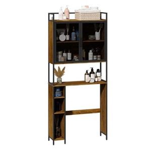Famapy Industrial Bathroom Storage Rack with Metal Mesh Doors and Over-The-Toilet Design - 1 of 4