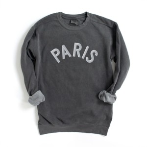 Simply Sage Market Embroidered Paris Arched Garment Dyed Sweatshirt - 1 of 4