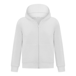EVERYDAY KIDS Girls White Zip-Up Hoodie – Soft Fleece Jacket with Hood – All-Season Kids Sweatshirt for School, Play, or Layering - 1 of 4