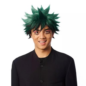 Costume Culture by Franco LLC Anime Hero Adult Green and Black Costume Wig - 1 of 4