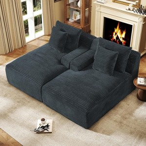 Aukfa Oversized Cloud Sofa Chaise Lounge,2-Piece Corduroy Sleeper Sectional with Pillows, Deep Seat, No Assembly Required - 1 of 4