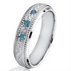 Pompeii3 Mens Blue Diamond Hammered 10K White Gold Wedding Band - 2 of 3