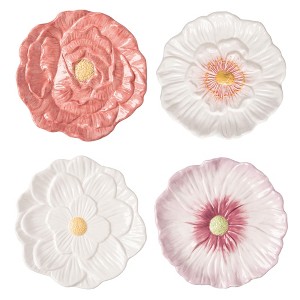 Transpac Ceramic Garden Party Plates Set of 4 Home Decorations Spring - 1 of 1