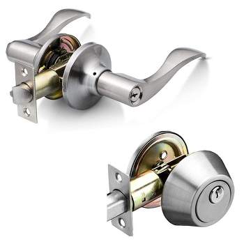 Dorence Heavy Duty Single Cylinder Wave Style Lever Door Hardware, Silver
