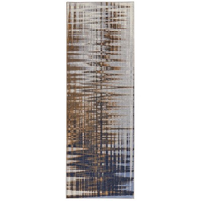 Clio Modern Abstract Blue/Orange/Gray Area Rug