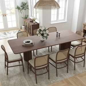 79" Farmhouse Large Rectangle Brown Dining Table for 6-8 People with V-Shaped Legs for Dining Room and Living Room - 1 of 4