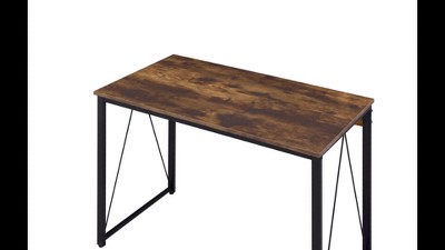 Black Wood and Metal Industrial Writing Desk, 35"