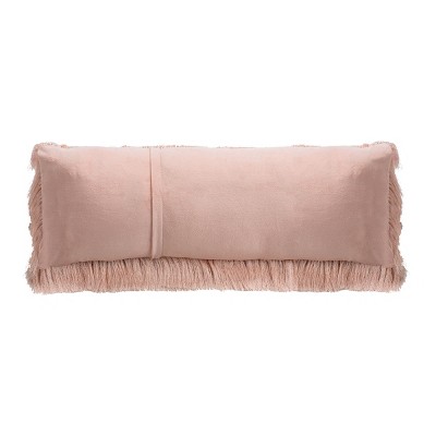 Blush Shaggy Faux Fur Rectangular Accent Pillow