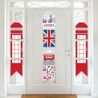 Big Dot of Happiness Cheerio, London - Hanging Vertical Paper Door Banners - British UK Party Wall Decoration Kit - Indoor Door Decor