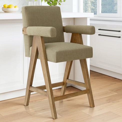 Linen bar stools with backs hot sale