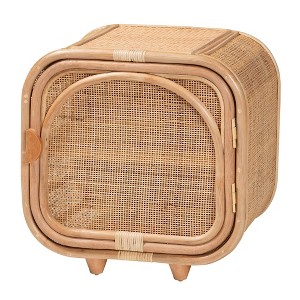 bali & pari Keita Natural Rattan Nightstand: Handcrafted, Bohemian Design, Two Shelves, No Assembly Required - 1 of 4