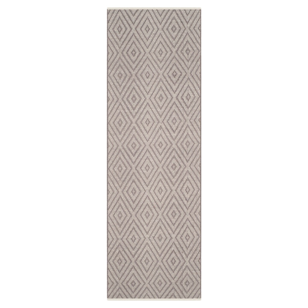 Gray/Ivory Diamond Flatweave Woven Runner 2'3inx13' - Safavieh