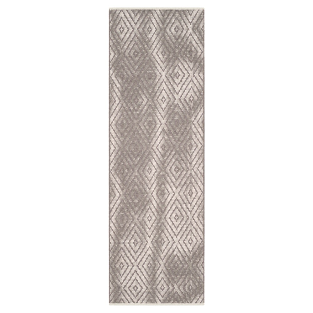 Gray/Ivory Diamond Flatweave Woven Runner 2'3inx9' - Safavieh