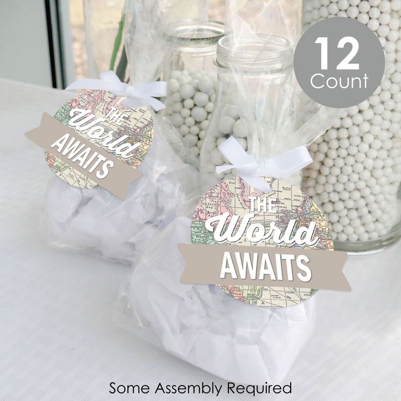 Big Dot of Happiness World Awaits - Travel Themed Party Clear Goodie Favor Bags - Treat Bags With Tags - Set of 12, 2 of 9