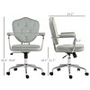 NicBex Adjustable Height Velvet Button Tufted Home Office Chair with Padded Armrests and Wheels for Work Study Vanity - 3 of 4