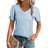 Women’s V-Neck Waisted Dress with Lotus Sleeves and Irregular Hem Dress - 4 of 4