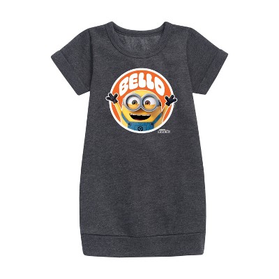- Despicable Me Minions - Hello Bello Minion Graphic Short Sleeve Fleece Dress