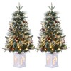 3ft Small Christmas Tree Pre-Lit Artificial Christmas Tree with 78 Led Lights, Snow Flocked Xmas Tree w/Base, Timer Function, Battery Operated - 2 of 4