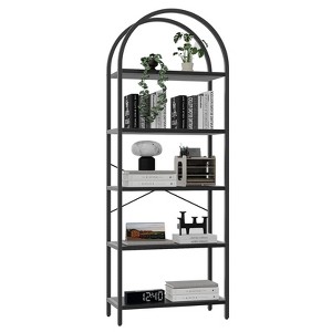 Bookshelf 5 Tier Arched Bookcase, 71" Tall Industrial Open Book Shelves for Living Room - 1 of 4