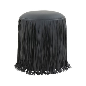 Shag Me Performance Vegan Leather Ottoman Black - 1 of 4
