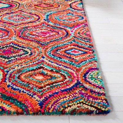 Handmade Multicolor Round Tufted Wool Area Rug
