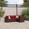 vidaXL Patio Lounge Set with Cushions Sectional Sofa Garden Backyard Poly Rattan - Brown and Red 3x Corner + Middle - 2 of 4