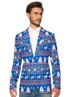 Suitmeister Men's Christmas Blazer - Christmas Blue Nordic Jacket ...