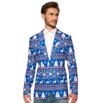Suitmeister Men's Christmas Blazer - Christmas Blue Nordic Jacket - Blue