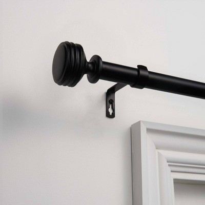 36"-72" Adjustable Duke Curtain Rod and Coordinating Finial Set Matte Black - Exclusive Home