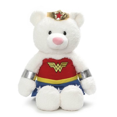 G by GUND DC Comics Wonder Woman Plush White Teddy Bear 15" Stuffed Animal