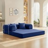 63 in.Navy Blue Corduroy Convertible Sofa Bed,Metal Frame, Foldable Floor Sofa(small size) - 4 of 4
