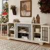 PAGED TV Stand with 18" Fireplace, Faux Stone Entertainment Console with 2-Door Storage & Adjustable Shelves, TV Stands for Living Room - 2 of 4