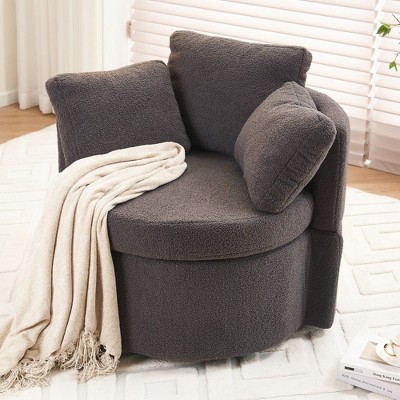 NicBex Teddy Accent Chair with Back Cushion,Modern Swivel Chairs with Storage Space,Storage Chair for Bedroom,Reading Room