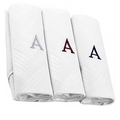 Men's Cotton Monogrammed Handkerchiefs Initial Letter Hanky