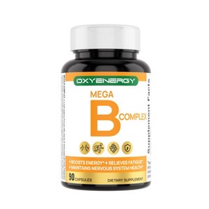 Oxyenergy Mega Vitamin B Complex for Men & Women – Includes Choline, Inositol, Biotin, Folic Acid, B Vitamins, Supports Nerve & Energy, 90 Capsules - 1 of 4