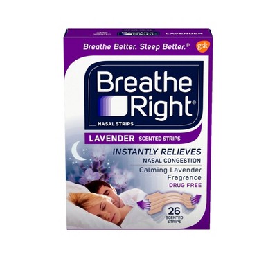 Breathe Right Lavender Scented Drug-Free Nasal Strips for Congestion Relief - 26ct