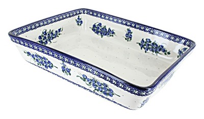 Blue Rose Polish Pottery Stars Large Rectangular Baker With Handles ...