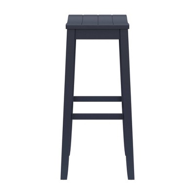 Navy Wood Backless Saddle Style Bar Stool
