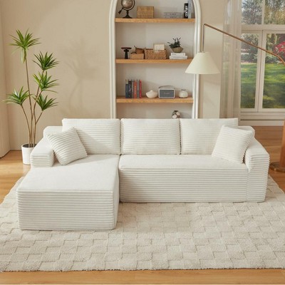 Dolonm 103" L-shaped Modular Cloud Sofa,Compressed Boneless with Deep Seats,No Assembly, for Living Rooms Bedrooms