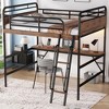 TIRAMISUBEST Full Size Metal Loft Bed with Bulit-in Desk, Ladder and Guardrail, Metal Loft Bedframe with LED Light and Charge Station - 2 of 4
