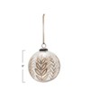 Storied Home Hand-Painted Etched Glass Ball Ornament with Botanicals Design, Cream Color and Gold Finish - 2 of 2