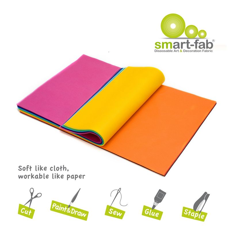Smart-Fab® Art & Decoration Fabric Sheets, 12" x 18", Assorted, 45 Sheets Per Pack, 2 Packs, 4 of 6