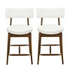 Kitchen Island Wood Bar Stools Set of 2, Modern Upholstered Fabric Bar Chairs with Rubberwood Frame and Footrest for Dining Room-Koiai - 3 of 4