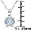 EVERLY JEWELRY | Sterling Silver 1 1/7ct TGW Aquamarine Halo Pendant with Chain, 18 inc - 2 of 4