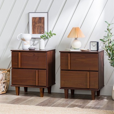 Saracina Home 2pc Modern Vertical Accent Solid Wood 2 Drawer Nightstands