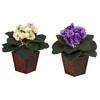 Nearly Natural African Violet with Vase Silk Plant (Set of 2) - 2 of 4